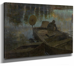 Charles Mertens Fisherman In The Moonlight By Charles Mertens