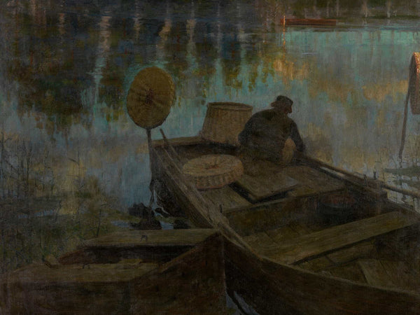 Charles Mertens Fisherman In The Moonlight By Charles Mertens