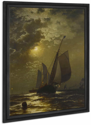 Fishing Boats In The Moonlight By Edward Moran