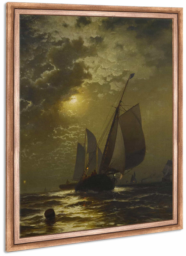 Fishing Boats In The Moonlight By Edward Moran