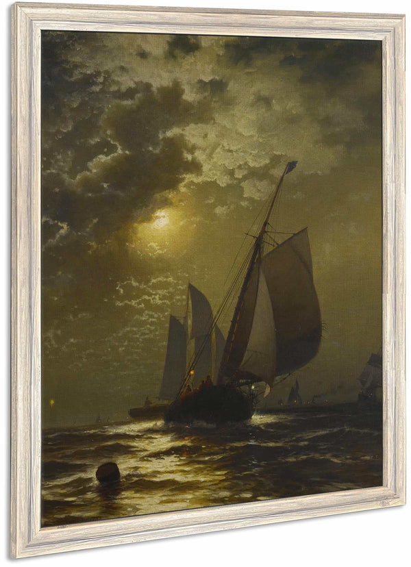 Fishing Boats In The Moonlight By Edward Moran