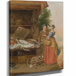 Balthazar Nebot 11" x 14" / Stretched Canvas Wrap Fishmongers Stall By Balthazar Nebot