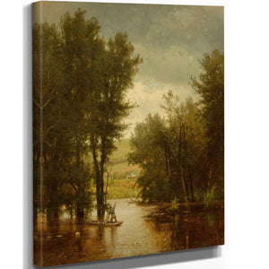 Worthington Whittredge Flood On The Delaware By Worthington Whittredge