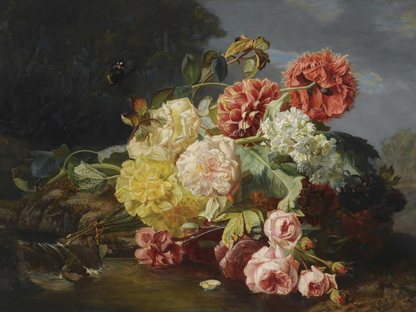 Jean Baptiste Robie Flower Still Life By Jean Baptiste Robie