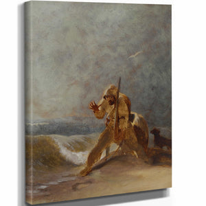 Thomas Sully 11" x 14" / Stretched Canvas Wrap Foot Impression In The Sand By Thomas Sully