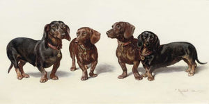 Carl Reichert Four Dachshunds By Carl Reichert