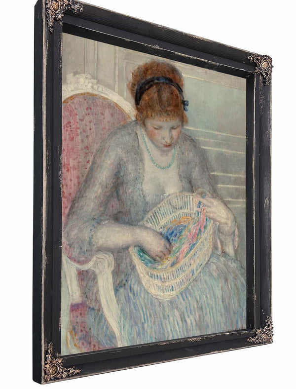 Girl With A Basket Of Ribbons By Frederick Carl Frieseke