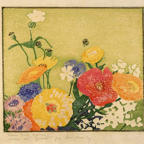 Edna Boies Hopkins 12" x 12" / Unframed Paper Garden Flowers By Edna Boies Hopkins