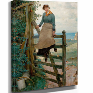 Henry Bacon 11" x 14" / Stretched Canvas Wrap Gate To The Sea By Henry Bacon