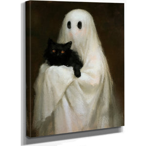 Ghostly Cat Emerging From Darkness, Large Textured Wall Art, Gothic Wall Art, Mixed Media Acrylic Canvas
