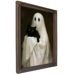Ghostly Cat Emerging From Darkness, Large Textured Wall Art, Gothic Wall Art, Mixed Media Acrylic Canvas