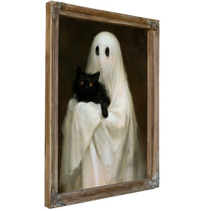 Ghostly Cat Emerging From Darkness, Large Textured Wall Art, Gothic Wall Art, Mixed Media Acrylic Canvas