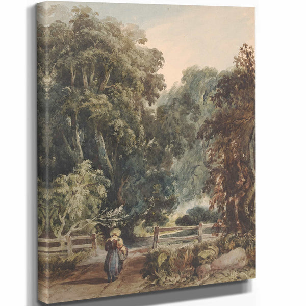 Thomas Sully Girl On Lane Entering Wooded Area By Thomas Sully