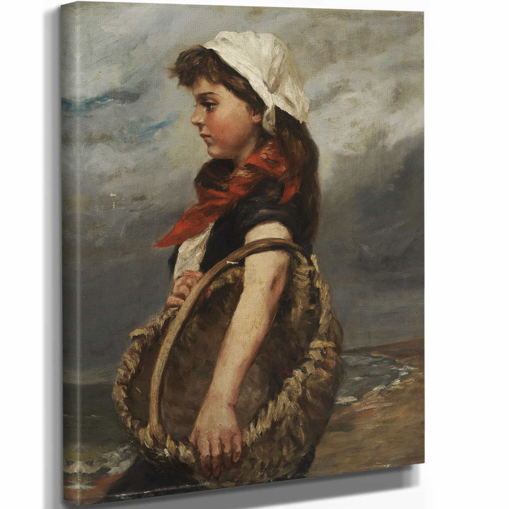 Alice Pike Barney 11" x 14" / Stretched Canvas Wrap Girl With Basket By Alice Pike Barney