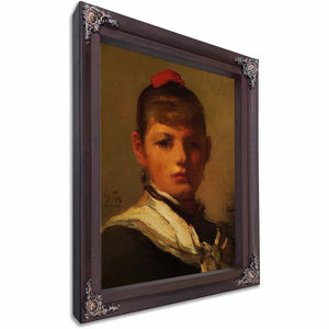 Girl With Red Hair Ribbon By William Morris Hunt