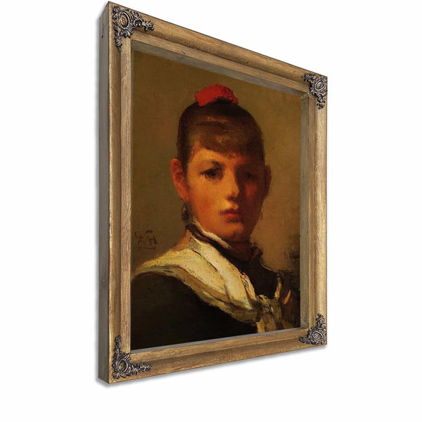 Girl With Red Hair Ribbon By William Morris Hunt