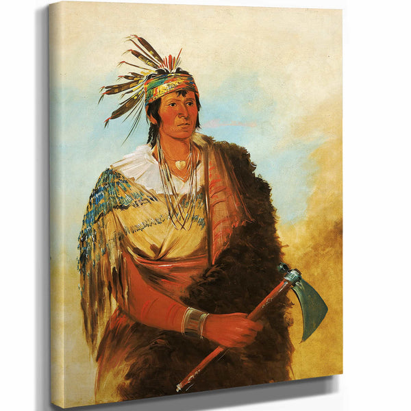 George Catlin 11" x 14" / Stretched Canvas Wrap Go To Kow Pah Ah Stands By Himself A Distinguished Brave By George Catlin