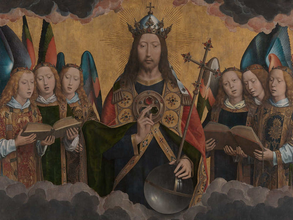 Hans Memling God The Father With Singing Angels By Hans Memling