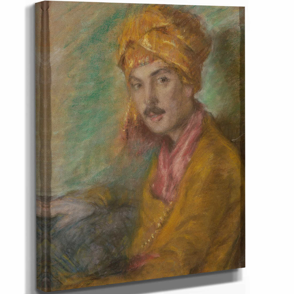 Alice Pike Barney 11" x 14" / Stretched Canvas Wrap Gold Turban By Alice Pike Barney