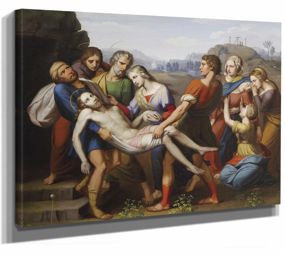 Josef Arnold The Elder 14" x 11" / Stretched Canvas Wrap Grablegung Christi By Josef Arnold The Elder