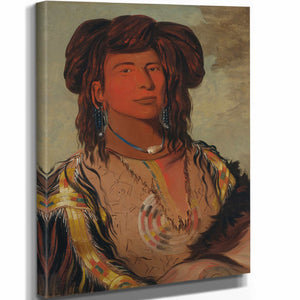 George Catlin 11" x 14" / Stretched Canvas Wrap Ha Won Je Tah One Horn Head Chief Of The Miniconjou Tribe By George Catlin