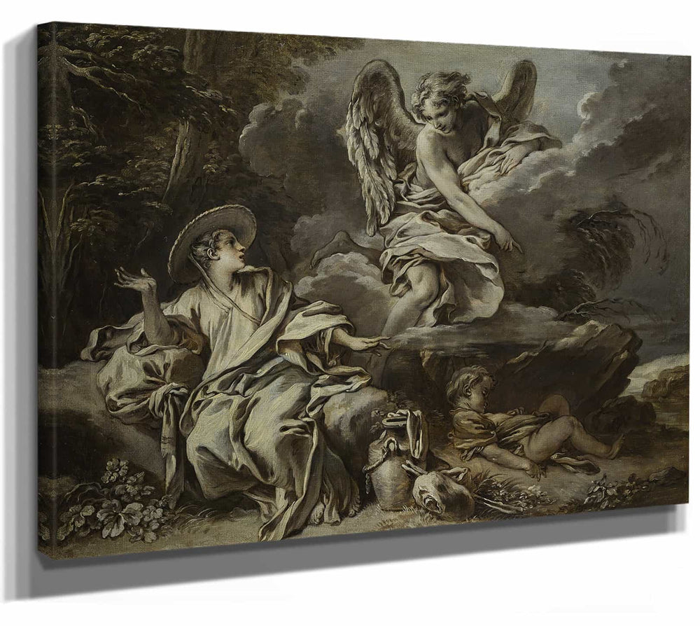 Francois Boucher Hagar And Ishmael In The Desert With The Angel By Francois Boucher