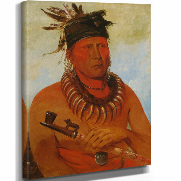 George Catlin 11" x 14" / Stretched Canvas Wrap Haw Che Ke Sug Ga He Who Kills The Osages Chief Of The Tribe By George Catlin