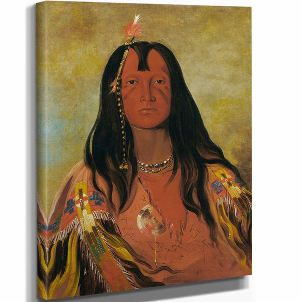 George Catlin 11" x 14" / Stretched Canvas Wrap Hco A Hco A Hcotes Min No Horns On His Head A Brave By George Catlin