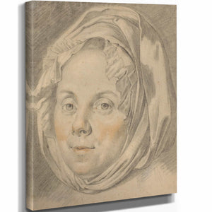 Anton Johann Tischbein 11" x 14" / Stretched Canvas Wrap Head Of A Matron By Anton Johann Tischbein