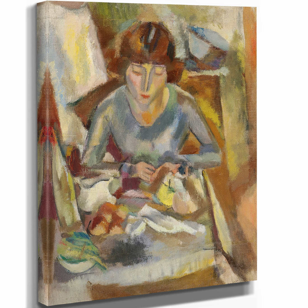 Jules Pascin 11" x 14" / Stretched Canvas Wrap Hermine David Devant La Table By Jules Pascin