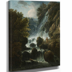 Charles Santoire De Varenne Hermit Praying At The Waterfall By Charles Santoire De Varenne