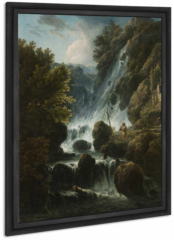 Hermit Praying At The Waterfall By Charles Santoire De Varenne