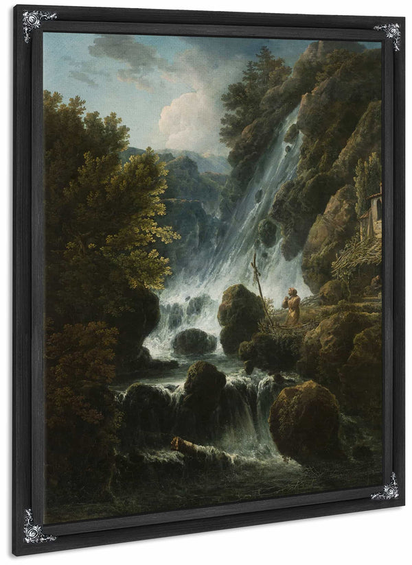 Hermit Praying At The Waterfall By Charles Santoire De Varenne