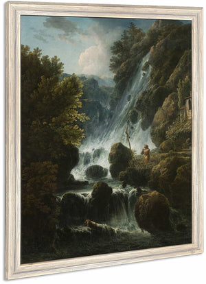 Hermit Praying At The Waterfall By Charles Santoire De Varenne