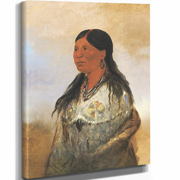 George Catlin 11" x 14" / Stretched Canvas Wrap Hon Je A Put O Wife Of Bear Catcher By George Catlin