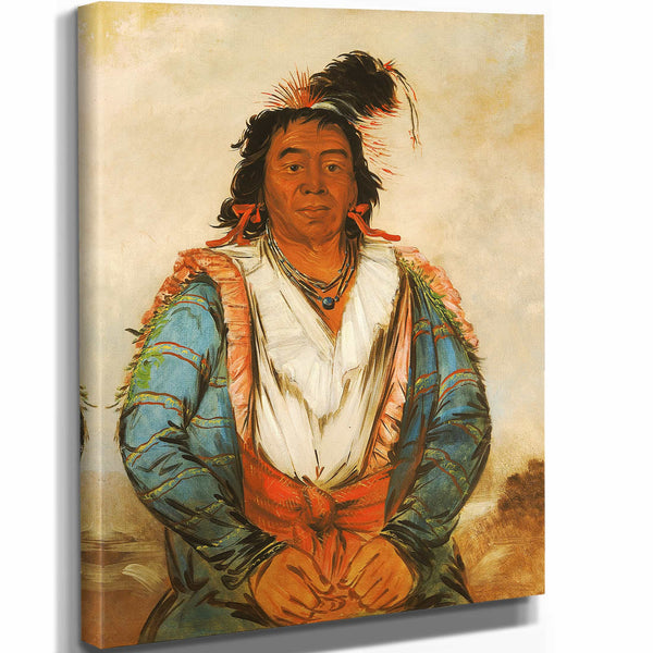 George Catlin 11" x 14" / Stretched Canvas Wrap Hose Put O Kaw Gee A Brave By George Catlin