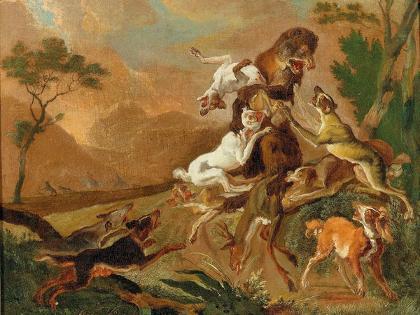 Abraham Hondius Hounds Attacking A Bear By Abraham Hondius