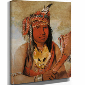 George Catlin 11" x 14" / Stretched Canvas Wrap I An Be Wah Dick Male Caribou A Brave By George Catlin