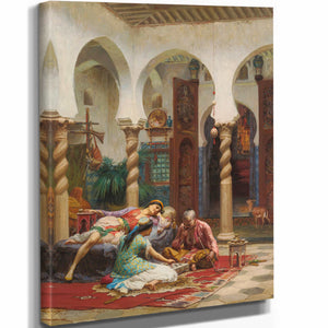 Frederick Arthur Bridgman 11" x 14" / Stretched Canvas Wrap Idle Moments By Frederick Arthur Bridgman