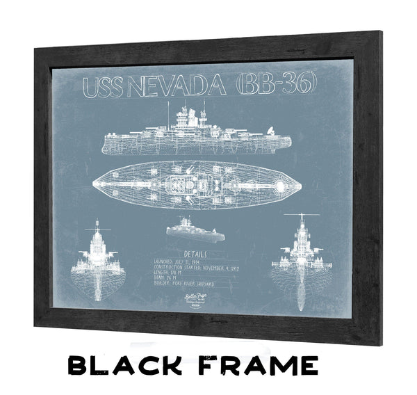 Bella Frye Home & Garden > Decor > Artwork USS Nevada (BB-36) Blueprint Wall Art - Original Battleship Print
