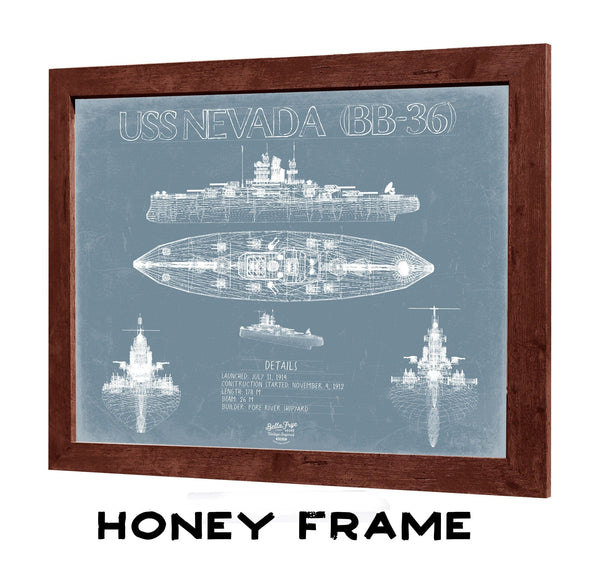 Bella Frye Home & Garden > Decor > Artwork USS Nevada (BB-36) Blueprint Wall Art - Original Battleship Print