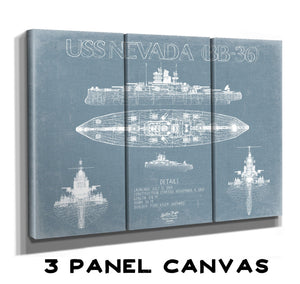 Bella Frye Home & Garden > Decor > Artwork USS Nevada (BB-36) Blueprint Wall Art - Original Battleship Print