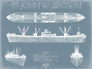 Bella Frye Home & Garden > Decor > Artwork SS John W. Brown Blueprint Wall Art - Original Liberty Ship Print