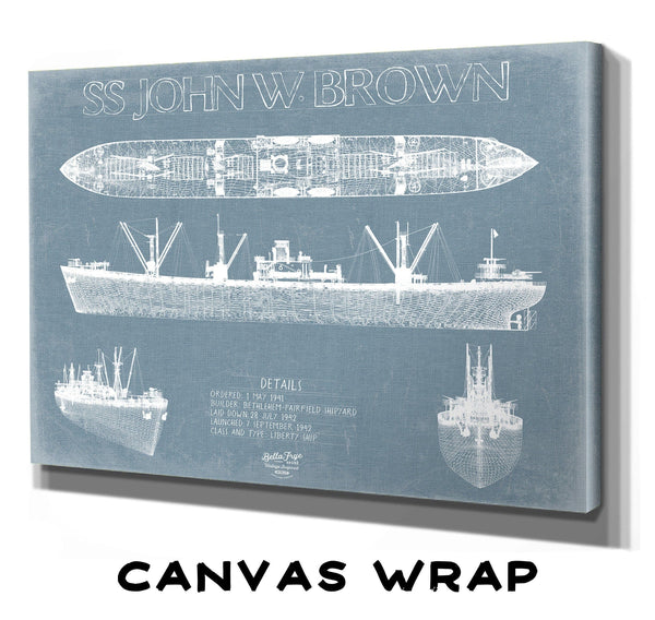Bella Frye Home & Garden > Decor > Artwork SS John W. Brown Blueprint Wall Art - Original Liberty Ship Print