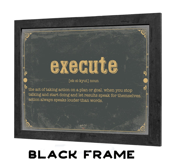 Bella Frye Home & Garden > Decor > Artwork Execute Word Definition Wall Art - Gift for Strength Dictionary Artwork