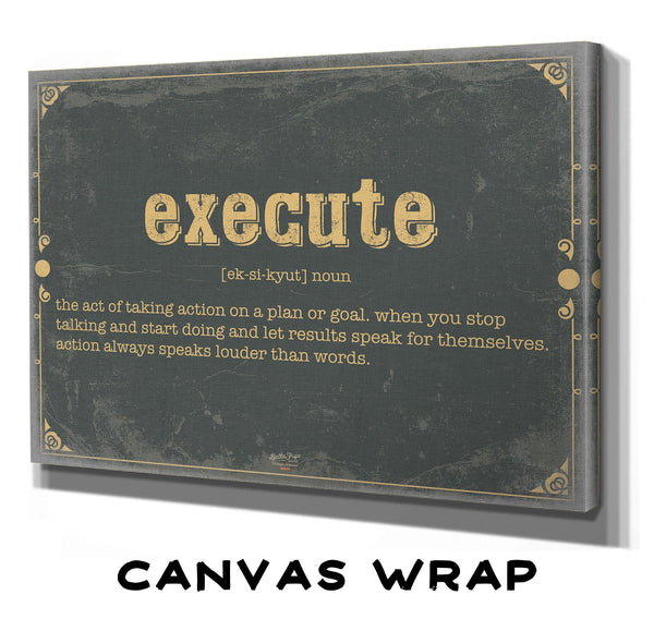 Bella Frye Home & Garden > Decor > Artwork Execute Word Definition Wall Art - Gift for Strength Dictionary Artwork