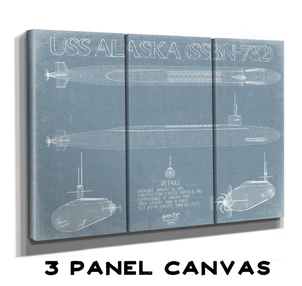 Bella Frye Home & Garden > Decor > Artwork USS Alaska (SSBN-732) Blueprint Wall Art - Original Submarine Print