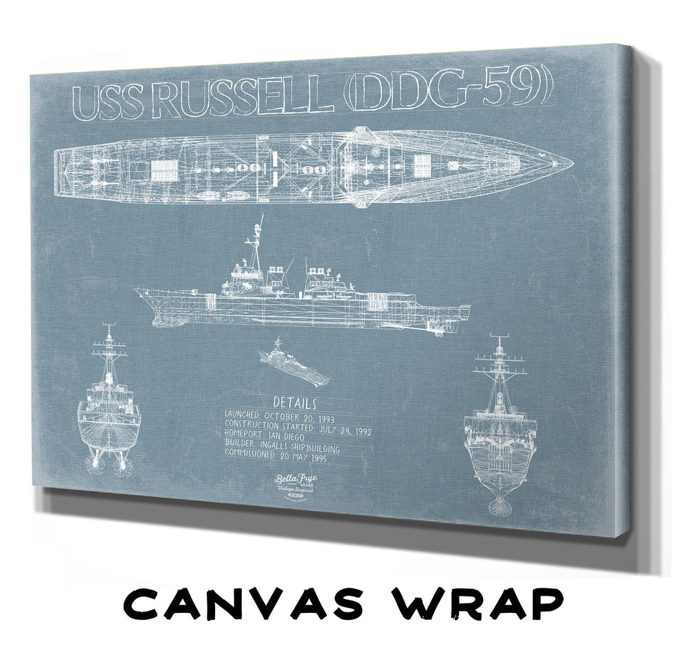 Bella Frye Home & Garden > Decor > Artwork USS Russell (DDG-59) Blueprint Wall Art - Original Destroyer Print