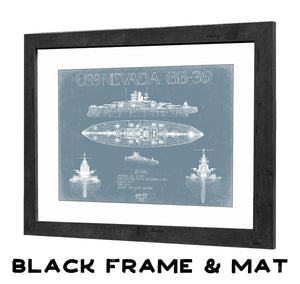 Bella Frye Home & Garden > Decor > Artwork USS Nevada (BB-36) Blueprint Wall Art - Original Battleship Print