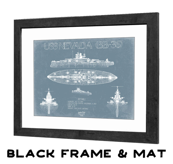 Bella Frye Home & Garden > Decor > Artwork USS Nevada (BB-36) Blueprint Wall Art - Original Battleship Print